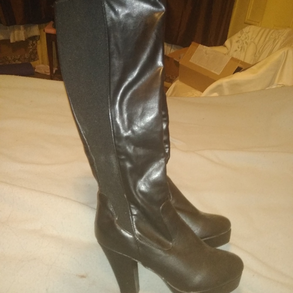 Black high heel boots
